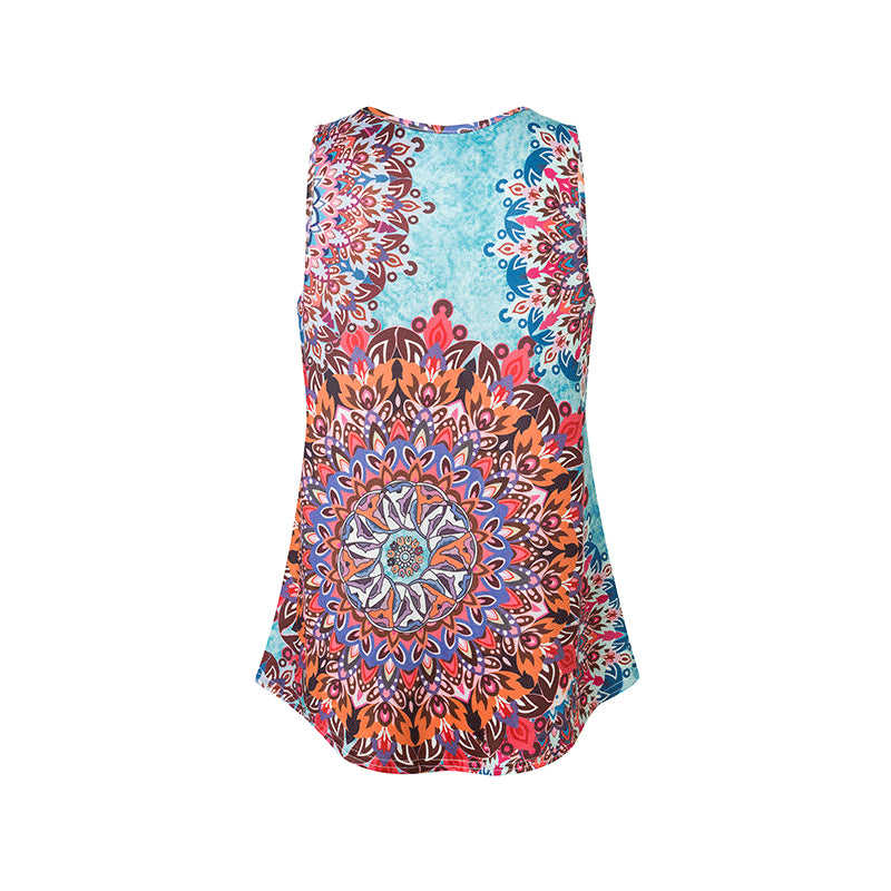 Light Blue Bohemian Print Tank Top GJZ0054-30