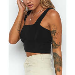 Black Slim Fit Crop Vest Top TQK250176-2