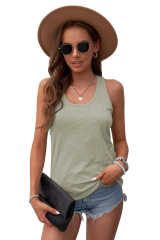 Green Scoop Neck Basic Solid Tank Top LC256372-9
