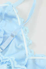 Blue Chunky Lace Bralette Crop Top LC253553-5