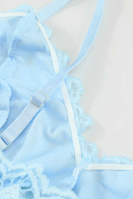 Blue Chunky Lace Bralette Crop Top LC253553-5