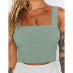 Light Green Slim Fit Crop Vest Top TQK250176-28