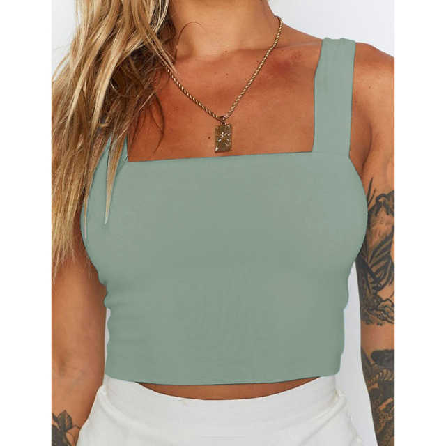 Light Green Slim Fit Crop Vest Top TQK250176-28