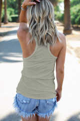 Green Scoop Neck Basic Solid Tank Top LC256372-9