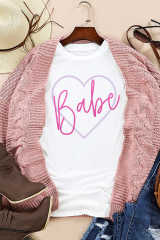 White Babe in My Heart Valentines Graphic Tee LC25219467-1