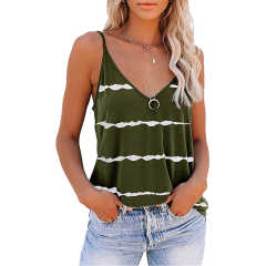 Army Green Stripes Adjustable Straps Tank TQK250139-27