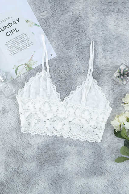 White Chunky Lace Bralette LC253553-1