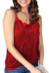 Wine Eyelash V Neck Velvet Tank Top LC256342-3