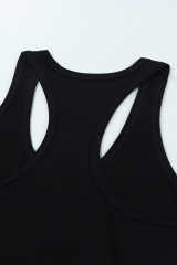 Black Scoop Neck Basic Solid Tank Top LC256372-2