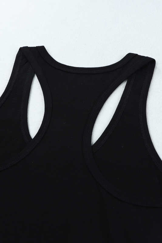 Black Scoop Neck Basic Solid Tank Top LC256372-2
