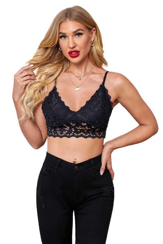 Black Chunky Lace Bralette LC253553-2