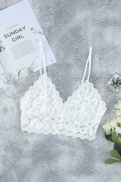 White Chunky Lace Bralette LC253553-1