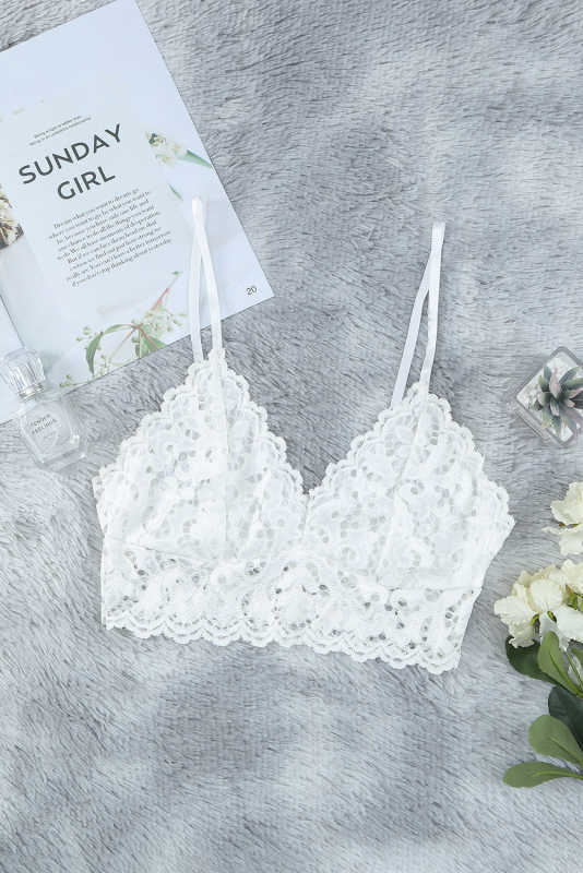 White Chunky Lace Bralette LC253553-1