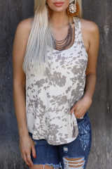 Cow Print Racerback Tank Top LC2565091-16