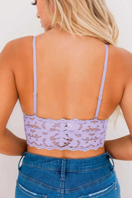 Purple Chunky Lace Bralette Crop Top LC253553-8