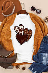 White Valentine's Western Fashion Day Heart Print T-shirt LC25219384-1