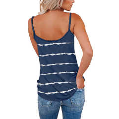 Navy Blue Stripes Adjustable Straps Tank TQK250139-34