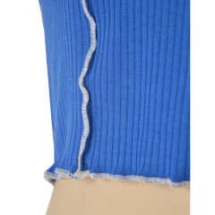 Blue Cotton Blend Sleeveless Crop Tank TQK250135-5