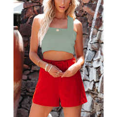 Light Green Slim Fit Crop Vest Top TQK250176-28