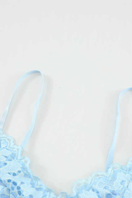 Blue Chunky Lace Bralette Crop Top LC253553-5