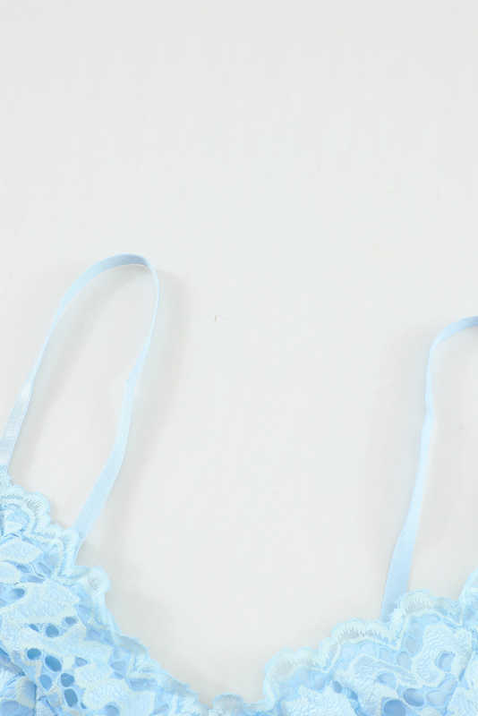 Blue Chunky Lace Bralette Crop Top LC253553-5