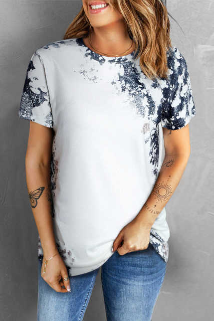 Gray Western Fashion Dyed Bleached T Shirt LC25220326-11