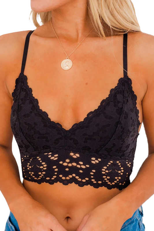 Black Chunky Lace Bralette LC253553-2