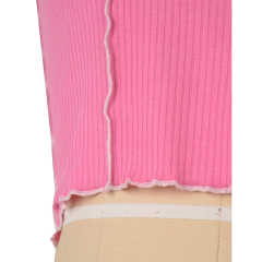 Pink Cotton Blend Sleeveless Crop Tank TQK250135-10