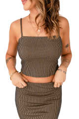 Spaghetti Straps Striped Print Crop Top LC2565682-17