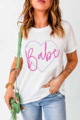 White Babe in My Heart Valentines Graphic Tee LC25219467-1