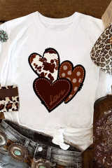 White Valentine's Western Fashion Day Heart Print T-shirt LC25219384-1