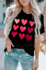 Black Valentine's Day Heart Graphic Tee LC25219392-2