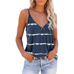 Navy Blue Stripes Adjustable Straps Tank TQK250139-34