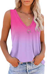 Multicolor Gradient V-Neck Tank  LC2566247-22
