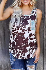 Cow Print Aztec Pocket Tank Top LC2565033-1