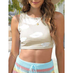 Apricot Rib Clouds Print Sleeveless Tank TQX250030-18