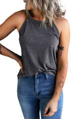 Grey Solid Color Crew Neck Tank Top LC2564998-11