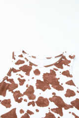 Brown Cow Print Crew Neck Tank Top LC2567786-17