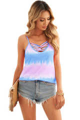 Sky Blue Tie Dye Criss-Cross Camisole LC256114-4