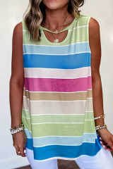 Multicolor Striped Colorblock Cut-out Tank Top LC2565862-22