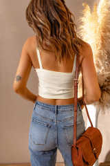 White Criss Cross Slim-fit Cropped Tank Top LC2565411-1