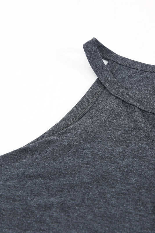 Grey Solid Color Crew Neck Tank Top LC2564998-11