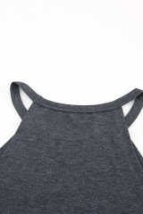 Grey Solid Color Crew Neck Tank Top LC2564998-11