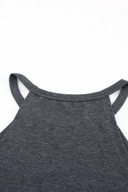 Grey Solid Color Crew Neck Tank Top LC2564998-11
