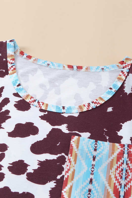 Cow Print Aztec Pocket Tank Top LC2565033-1