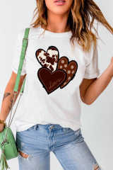 White Valentine's Western Fashion Day Heart Print T-shirt LC25219384-1