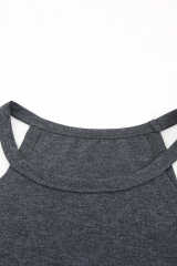 Grey Solid Color Crew Neck Tank Top LC2564998-11