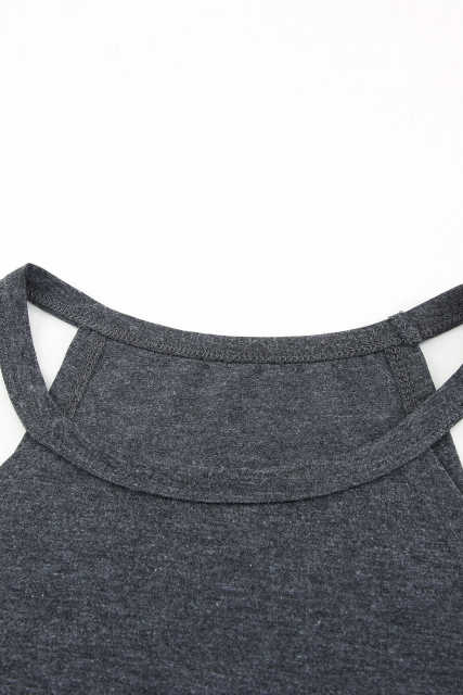 Grey Solid Color Crew Neck Tank Top LC2564998-11
