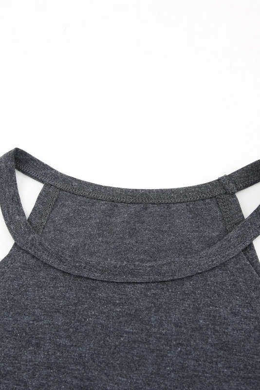 Grey Solid Color Crew Neck Tank Top LC2564998-11