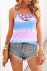Sky Blue Tie Dye Criss-Cross Camisole LC256114-4